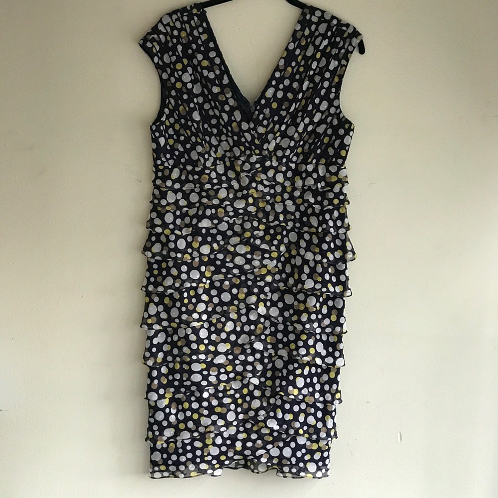Adrianna Papell Ruffled Tier Dress w/ Polka Dots